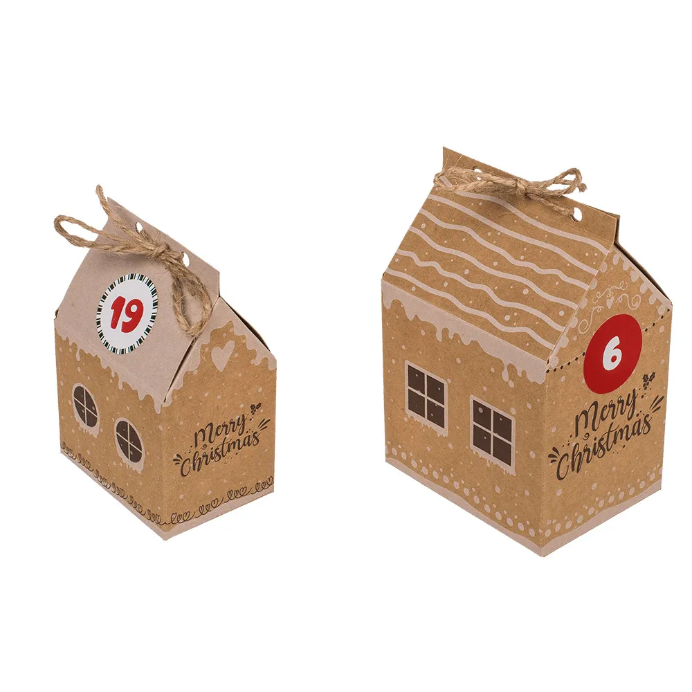 DIY Adventskalender zum Befüllen mit 24 Häuschen aus Pappe mit Juteband – Bild 4