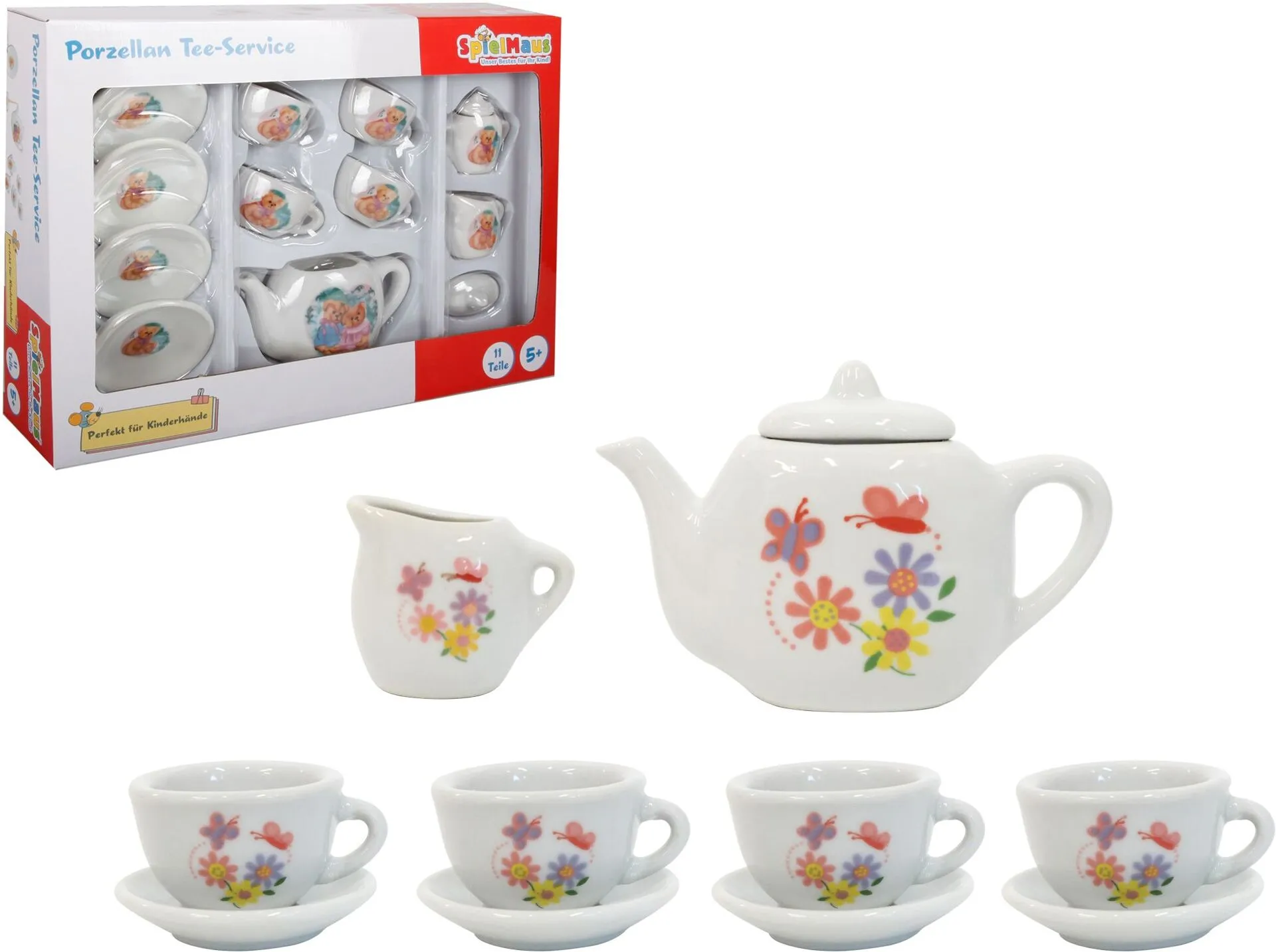 Tee-Service aus Porzellan 11-teilig Puppengeschirr – Spielmaus