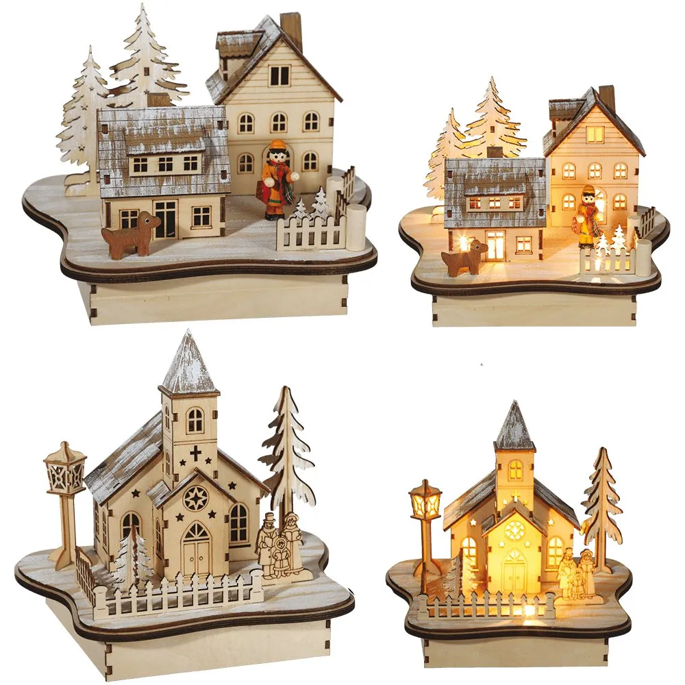 Winterlandschaft aus Holz mit warmweißen LED’s