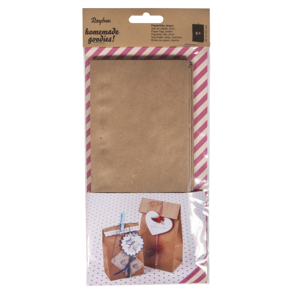 Papiertüte braun, 11x6x22,5 cm, lebensmittelecht, 6 Stück – Bild 2