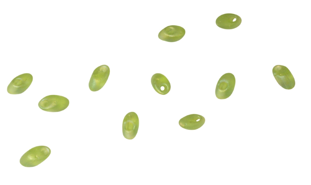 Magatama Perlen transparent Frost, 4x7mm, apfelgrün