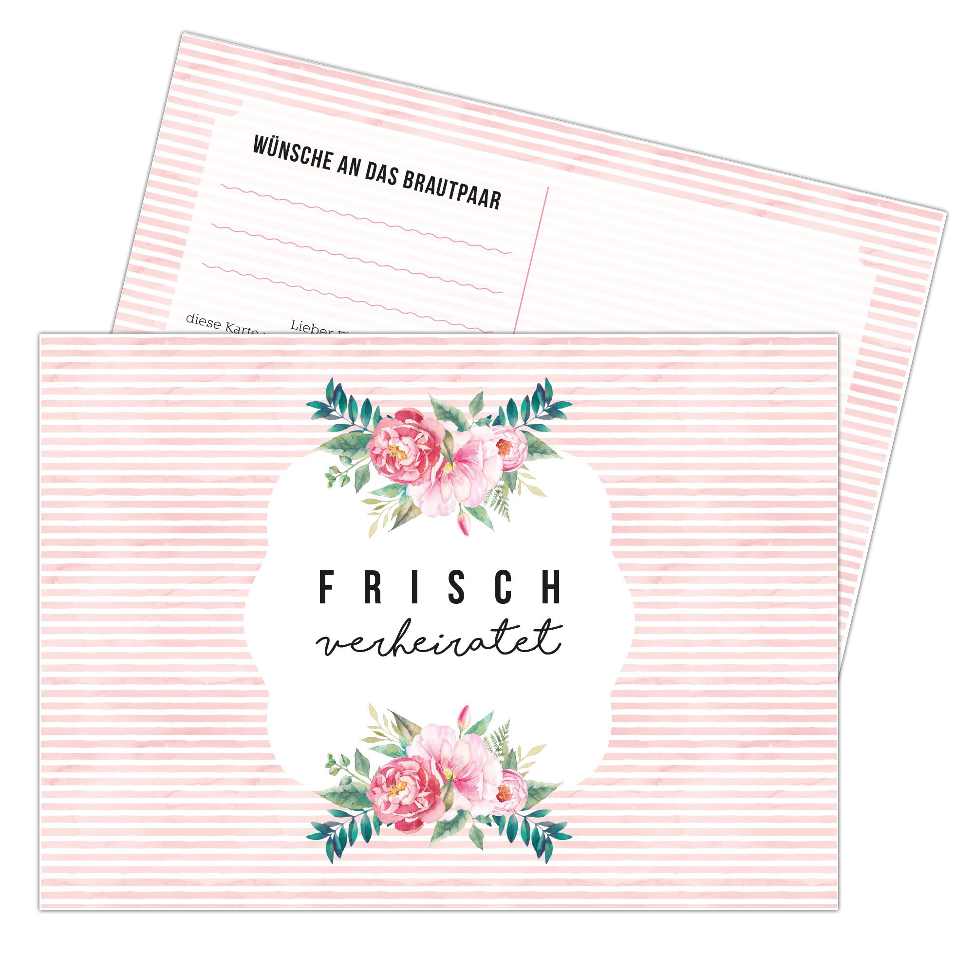 50 Ballonflugkarten zur Hochzeit – Frisch verheiratet – Vintage rosa