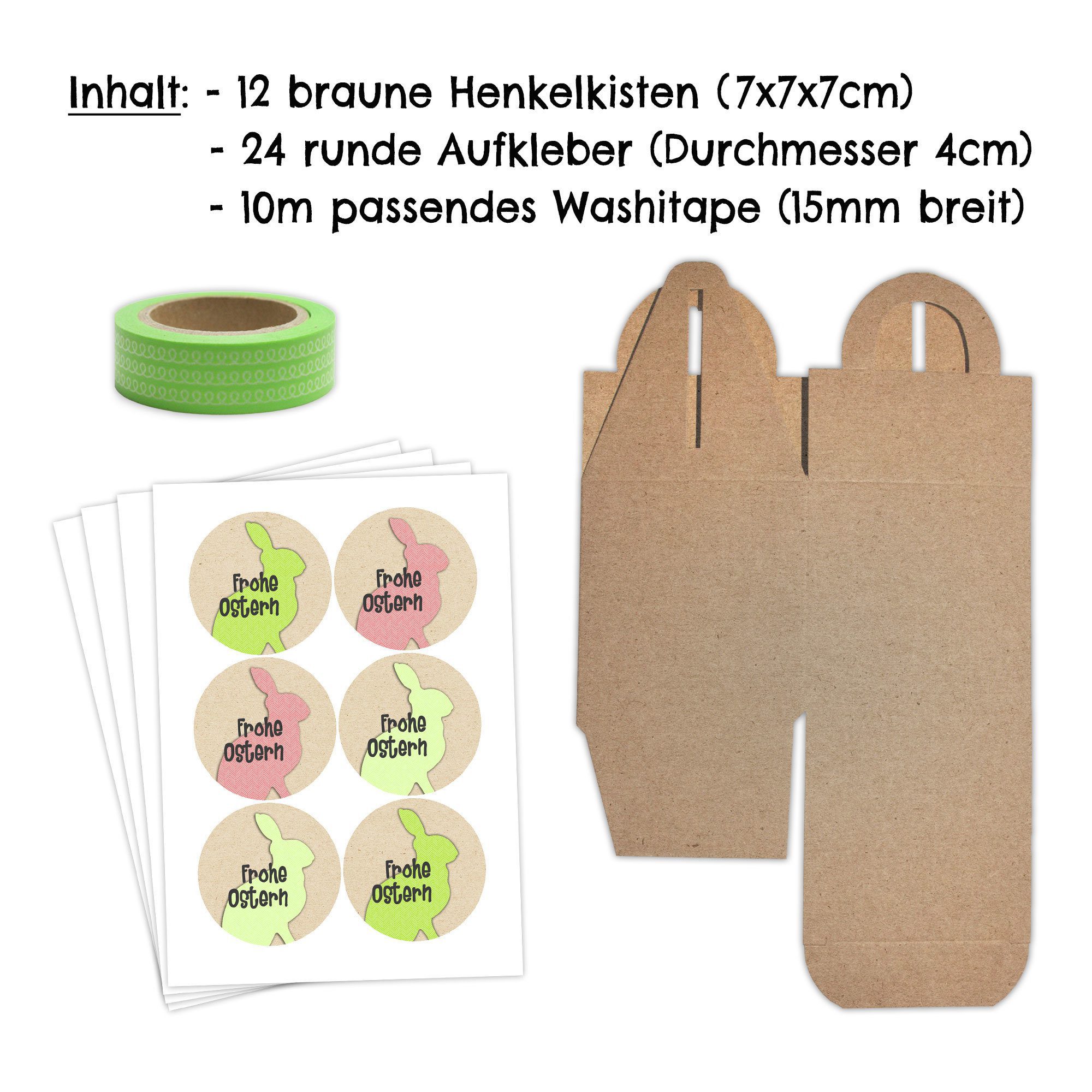 Oster-Henkelkisten braun mit Aufklebern – grün – Bild 2