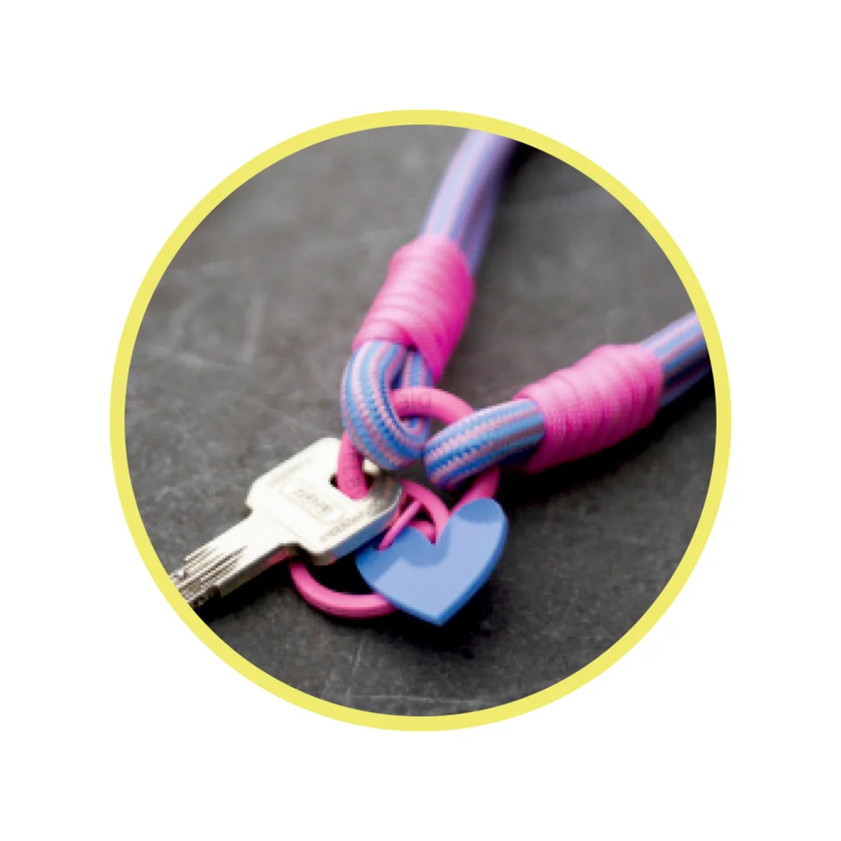 Schlüsselanhänger Doppelkordel „Happy together“ blau – Bild 3